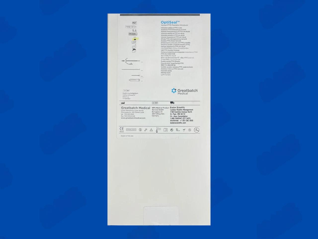 OptiSeal Valved PTFE Peelable Introducer - 7Fr x 13cm