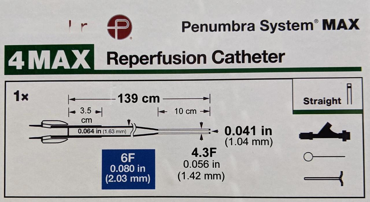 Penumbra 4MAX Reperfusion Catheter - 4.3Fr/6Fr x .041" x 139cm