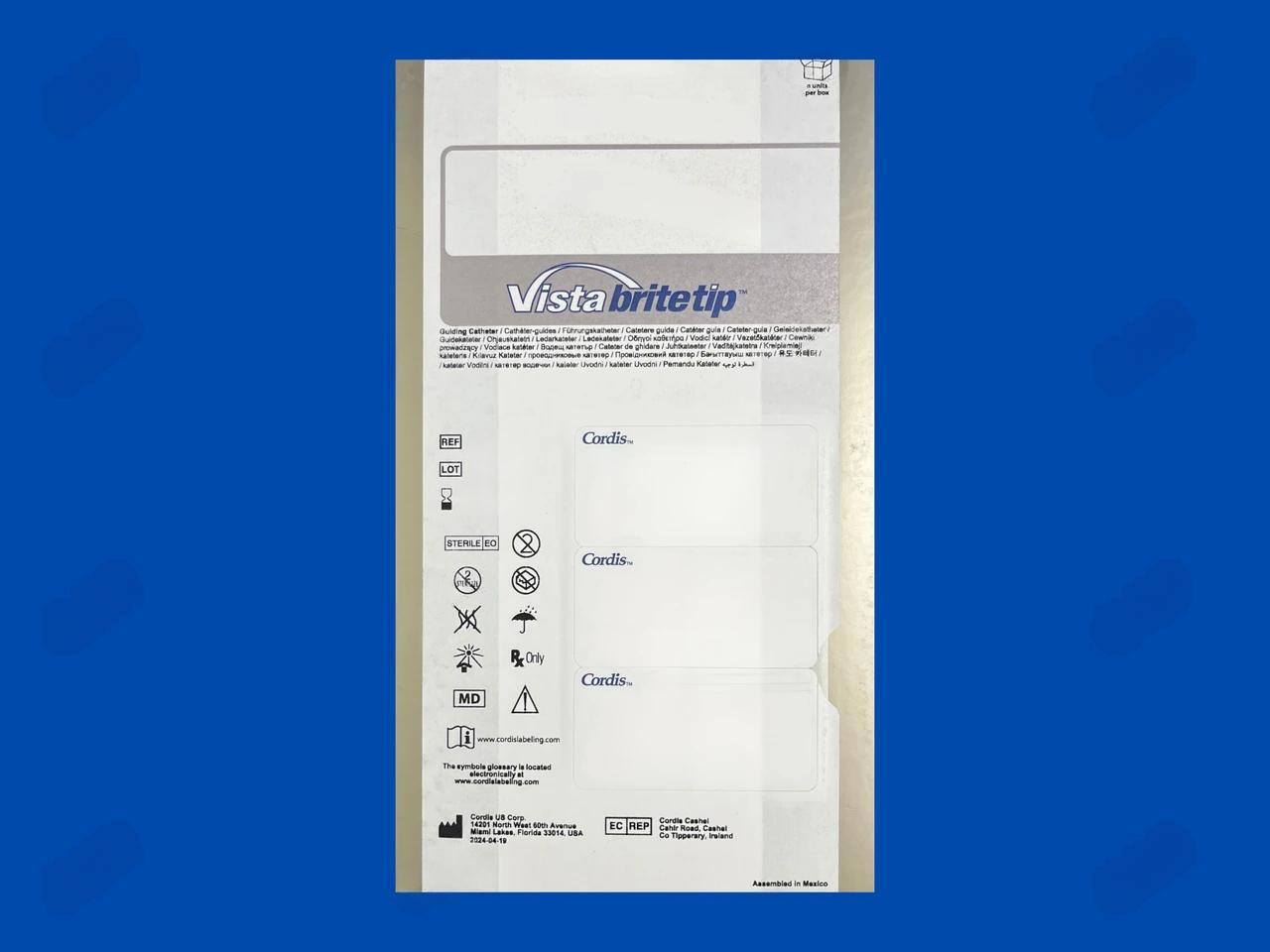 Vista Brite Tip Guiding Catheter - XB 4 SH - 6Fr x .070" x 100cm