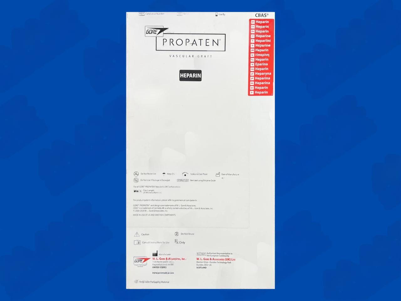 PROPATEN Vascular Graft - Thin Wall - HEPARIN - 8mm x 80cm